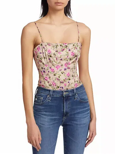 CAMI NYC TAMARA CORSET BODYSUIT IN SPRING GERANIUM