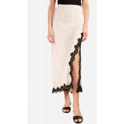 Cami Nyc Teagan Polka Dot Lace Accent Silk Maxi Skirt In Neutral