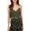 Cami Nyc The Racer Lace Trim Silk Camisole In Basil