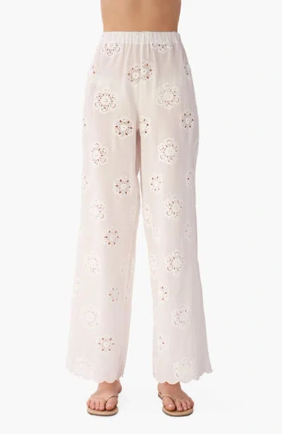 Cami Nyc Tiago Floral Embroidery Straight Leg Pants In Pink