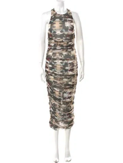 Pre-owned Cami Nyc Tie-dye Print Long Dress In Neutral