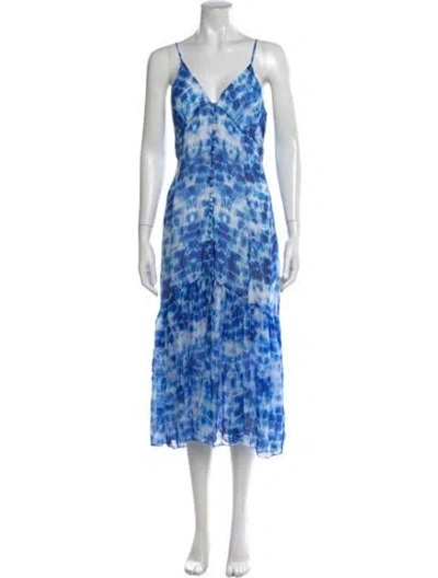 Pre-owned Cami Nyc Tie-dye Print Midi Length Dress In Blue