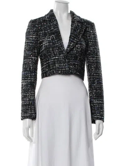 Pre-owned Cami Nyc Tweed Pattern Blazer In Black
