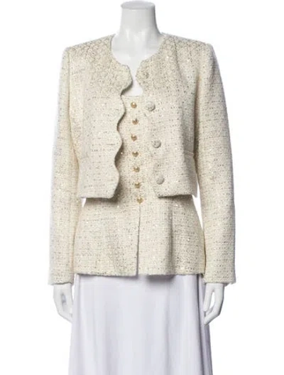 Pre-owned Cami Nyc Tweed Pattern Sequin Embellishments Set W/ Tags In Neutrals