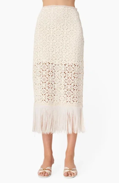 Cami Nyc Veezia Fringe Hem Open Stitch Midi Skirt In Multi