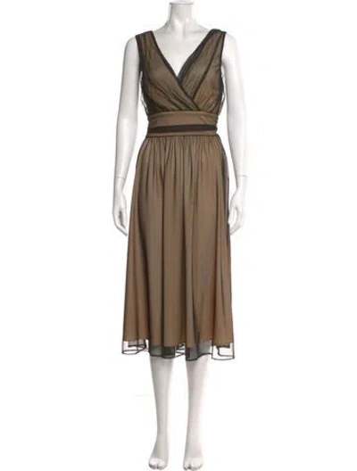 Pre-owned Cami Nyc V-neck Long Dress In Black