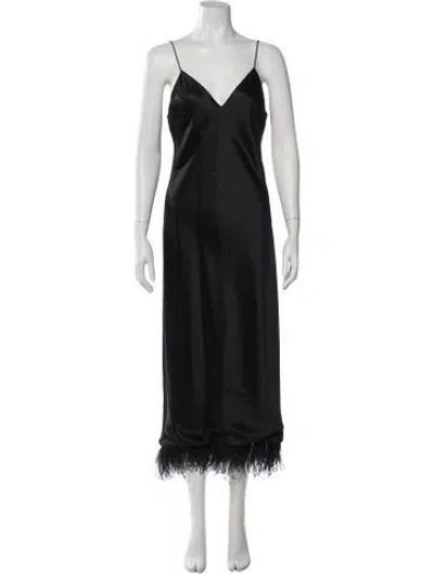 Pre-owned Cami Nyc V-neck Long Dress In Black