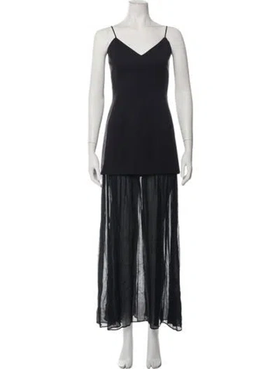 Pre-owned Cami Nyc V-neck Long Dress In Black