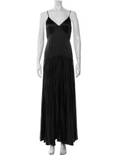 Pre-owned Cami Nyc V-neck Long Dress In Black