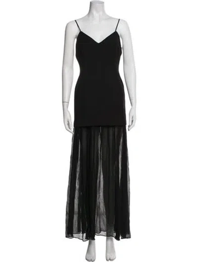 Pre-owned Cami Nyc V-neck Long Dress In Black