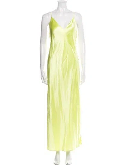 Pre-owned Cami Nyc V-neck Long Dress In Green
