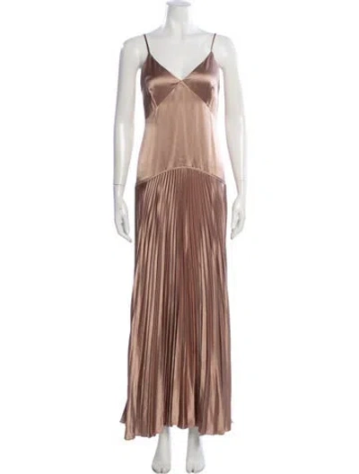 Pre-owned Cami Nyc V-neck Long Dress In Neutral
