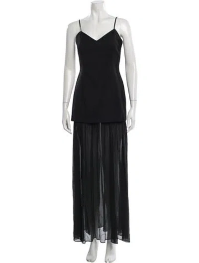 Pre-owned Cami Nyc V-neck Long Dress W/ Tags In Black