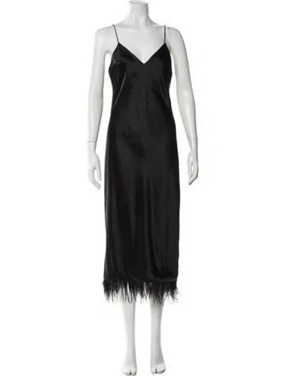Pre-owned Cami Nyc V-neck Midi Length Dress In Black