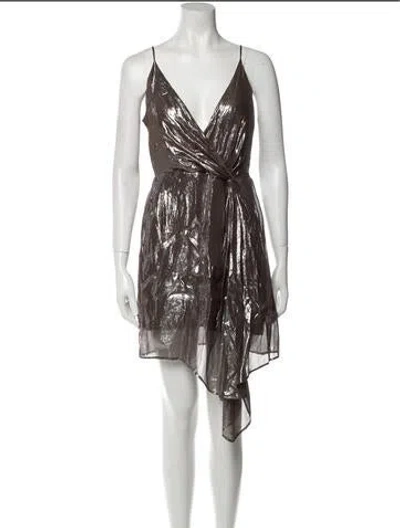 Pre-owned Cami Nyc V-neck Mini Dress In Gray