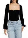Cami Nyc Women's Annel Velvet Blouson-sleeve Bodysuit In Eclipse