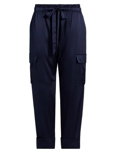 Cami Nyc Women's Carmen Silk Charmeuse Cargo Pants In Blue