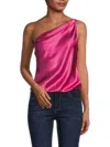 Cami Nyc Darby One-shoulder Silk Bodysuit In Magenta