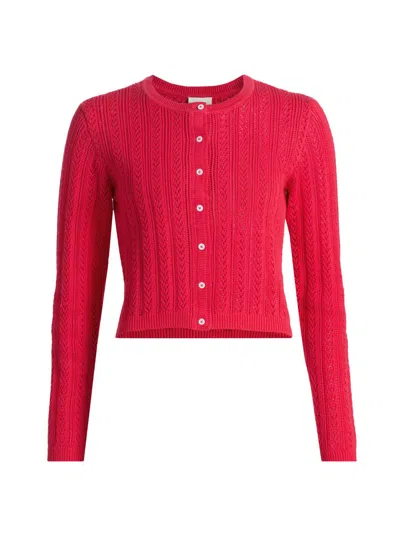 Cami Nyc Women's Dresden Cotton Pointelle-knit Crop Cardigan In Red