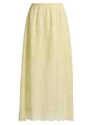 Cami Nyc Women's Effie Floral Lace Midi-skirt In Yellow