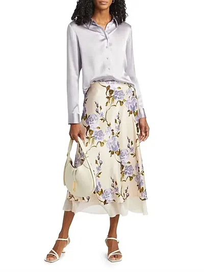 CAMI NYC WOMEN'S GENOA SILK SKIRT IN MOONFLOWER WATERCOLOR