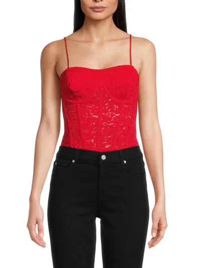 Cami Nyc Women's Jora Lace Trim Bodysuit In Scarlet