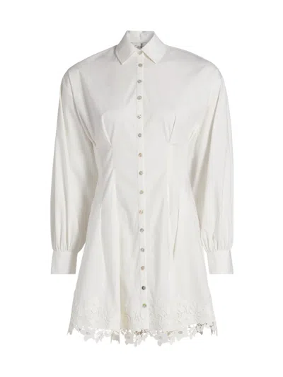 Cami Nyc Women's Kimiko Lace-trim Cotton Mini Shirtdress In White