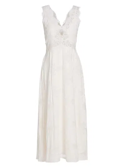 Cami Nyc Women's Larysa Lace-trimmed Silk-cotton Midi-dress In White