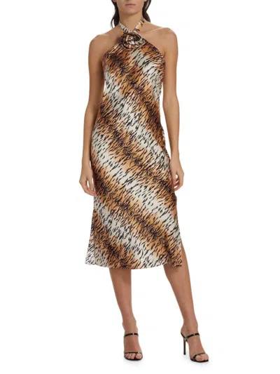 Cami Nyc Women's Lenzy Tiger Silk Midi Dress In Brown