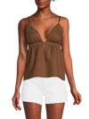 CAMI NYC WOMEN'S LINEN BLEND BEADED CROPPED CAMISOLE