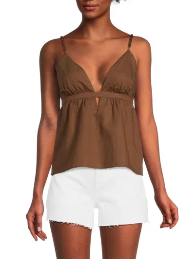Cami Nyc Women's Linen Blend Beaded Cropped Camisole In Coconut