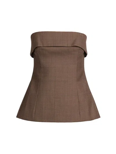 Cami Nyc Women's London Plaid Strapless Top In Brown