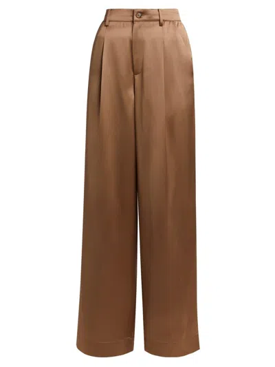 Cami Nyc Women's Noura Satin High-rise Wide-leg Pants In Brown