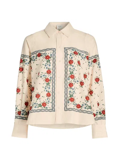 Cami Nyc Women's Rafella Printed Cotton-silk Button-front Blouse In Neutral