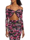 Cami Nyc Women's Rosalia Floral Off Shoulder Crop Top In Plum Blossom