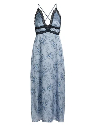 Cami Nyc Women's Roya Floral Silk Slip Midi-dress In Blue