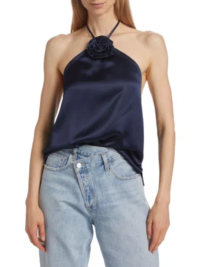 Cami Nyc Women's Thandar Satin Rosette Camisole In Storm
