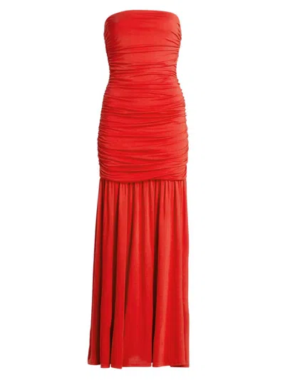 Cami Nyc Waverly Strapless Drop Waist Maxi Dress In Red