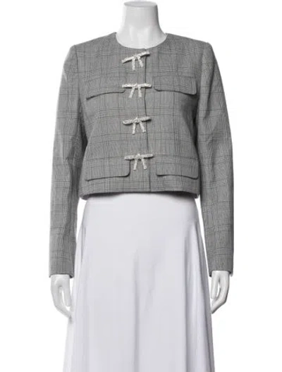 Pre-owned Cami Nyc Wool Plaid Print Jacket In Gray