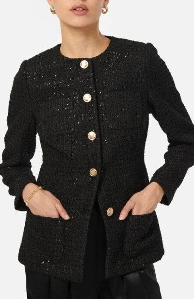 Cami Nyc Wrenley Sequin Tweed Jacket In Black