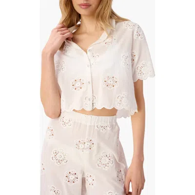 Cami Nyc Xana Floral Embroidery Woven Crop Top In White