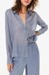 Cami Nyc Yael Metallic Chiffon Semisheer Button-up Shirt