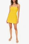 Cami Nyc Yareli Strapless Lace Trim Minidress In Yellow