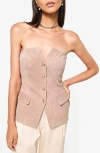 Cami Nyc Zamora Strapless Suede Corset Incense In Beige In Incense