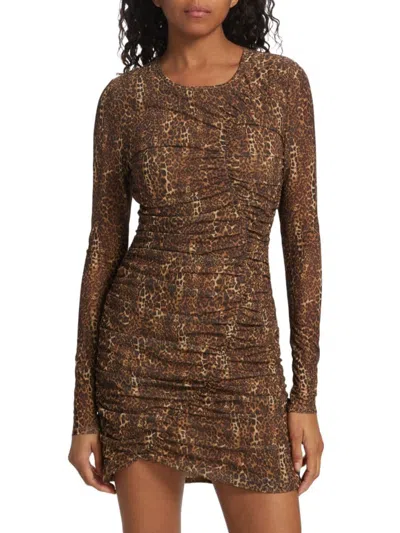 Cami Nyc Women's Magdalena Leopard Print Ruched Mini Dress In Animal Print