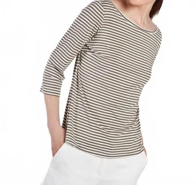 Camicettasnob Autentica T-shirt In Olive Stripe In Gray