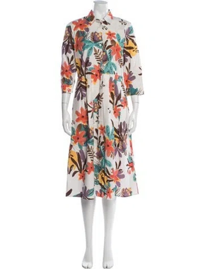 Pre-owned Camicettasnob Floral Print Midi Length Dress In Multicolor