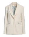 Camicettasnob Woman Blazer Ivory Size 6 Polyester, Viscose, Elastane In White