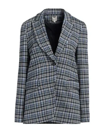 Camicettasnob Woman Blazer Slate Blue Size 6 Viscose, Polyester, Elastane In Gray