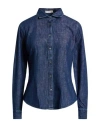 Camicettasnob Woman Denim Shirt Blue Size 8 Cotton, Viscose, Polyester, Polyamide In Brown